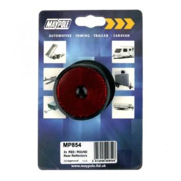 Radex Round Red Reflectors With Mounting Hole 60mm (2)