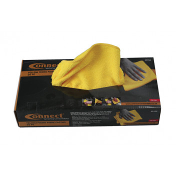 CONNECT Microfibre Yellow Cloths in Dispenser Box 20pc