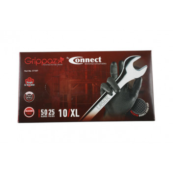 CONNECT Grippaz XLarge Black Nitrile Gloves Box 50pc/25 Pair