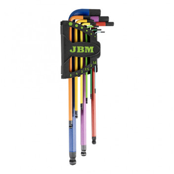 SET OF 9 EXTRA-LONG COLORED BALL-END ALLEN KEYS