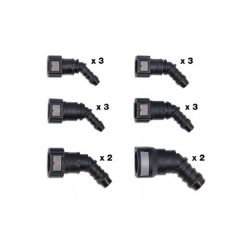 CONNECT Assorted 45° Angled Fuel Line Quick Connectors 16pc