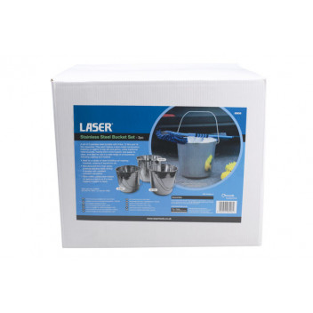 LASER Stainless Steel Bucket Set 3pc