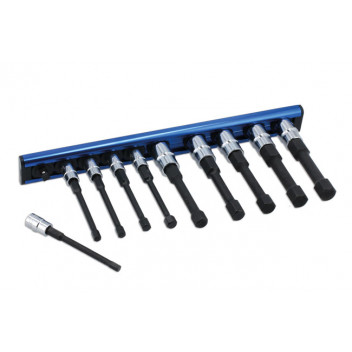 LASER Reduced Shank Hex Socket Bit Set 1/4D & 3/8"D 10pc"
