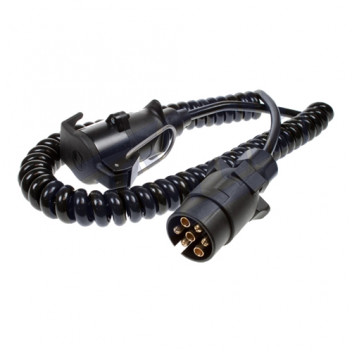 2.5m 7 Pin N Type Curly Extension Lead - Plug To Socket