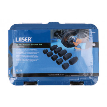 LASER Bi-Hex Impact Socket Set 1/2D 10pc"