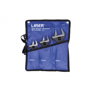 LASER Wide Mouth Adjustable Wrench Set 3pc
