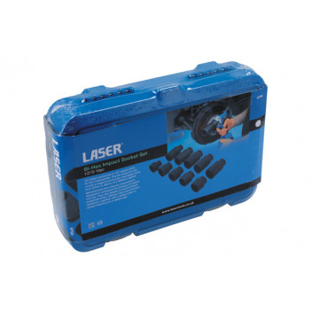LASER Bi-Hex Impact Socket Set 1/2D 10pc"