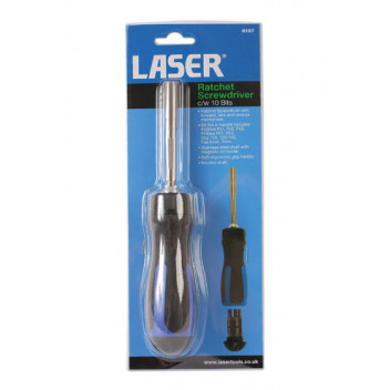 LASER Ratchet Screwdriver c/w 10 Bits