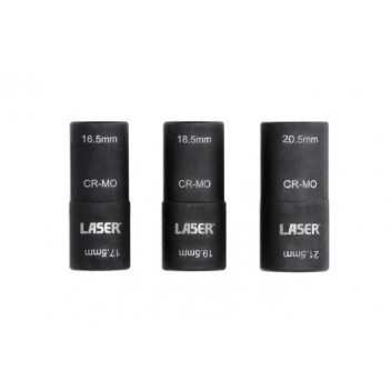 LASER Double Ended Damaged Wheel Nut Socket Set 3pc