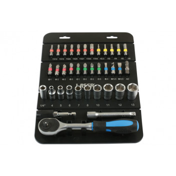 LASER Socket/ Bit Set 37pc 1/4D"