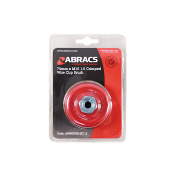 CONNECT Abracs Crimped Cup Brush 75mm x M10 1.5 Pitch Box of