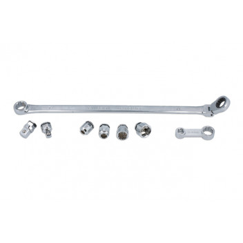 LASER Extra Long Flexible Ratchet Wrench/Socket Set 16pc