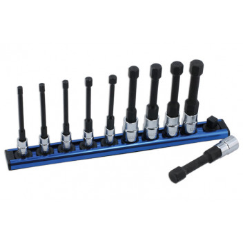 LASER Reduced Shank Hex Socket Bit Set 1/4D & 3/8"D 10pc"