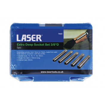 LASER Extra Deep Socket Set 3/8D 5pc"