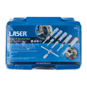 LASER Deep E-Socket Set 1/4 & 3/8"D 12pc"