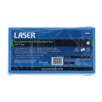 LASER Insulated Hex Bit Socket Set 3/8D 5pc"