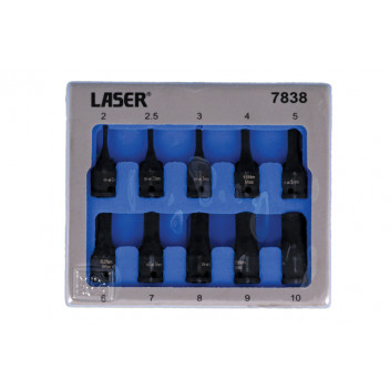 LASER Impact Hex Socket Bit Set 1/4D 10pc"