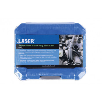 LASER Swivel Spark & Glow Plug Socket Set 1/4D