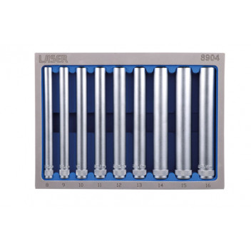 LASER Extra Long Socket Set 1/4D 9pc"