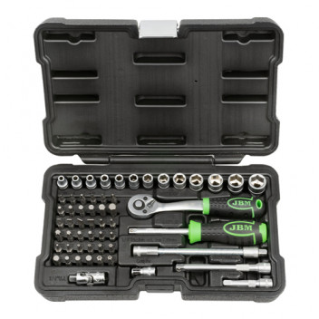 56 Pieces Tool Case With 1/4 12-Edge Sockets - Zinc Finish"