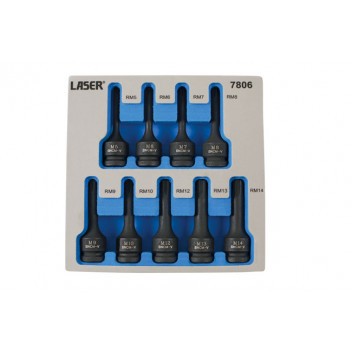 LASER Impact Ribe Socket Bit Set 1/2  D9PC"