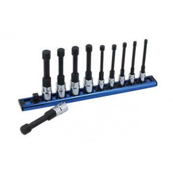 LASER Reduced Shank Hex Socket Bit Set 1/4D & 3/8"D 10pc"