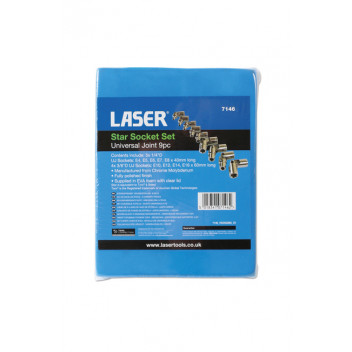 LASER Star Socket Set - Universal Joint 9 pc