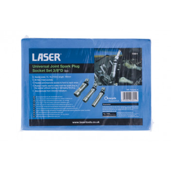 LASER Universal Joint Spark Plug Socket Set 3/8D 3pc"