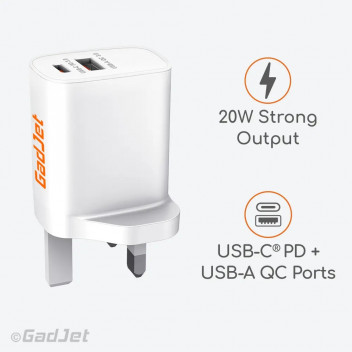 Gadjet Plug Type C & USB Wall Charger