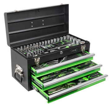 METAL BOX WITH TOOLS 143 PIECES - ZINC FINISH.