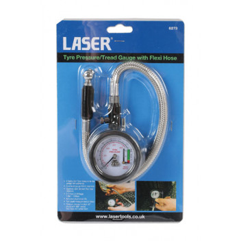 LASER Tyre Pressure /Tread Gauge with Flexi Hose
