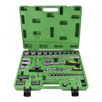 60 Pieces Tool Case With 1/2 And 1/4" 12-Point Spline Socke"