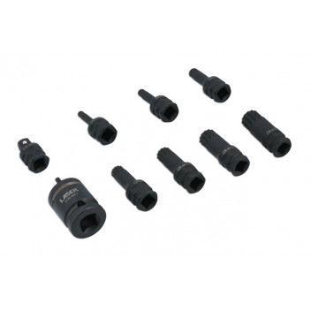 LASER Dual Drive Spline Impact Bit Socket Set 9pc