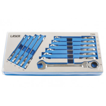 LASER Ratchet Ring Spanner Set - Flexi Head