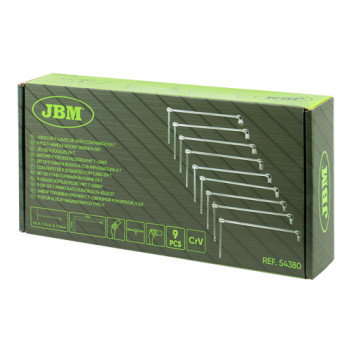 Set Of 9 Socket Spanners With T-Handle (7-19MM)