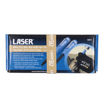 LASER Mini Pry Bar Set with Go Thru Handles & Pocket Clips -