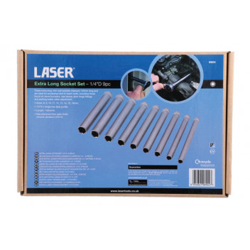 LASER Extra Long Socket Set 1/4D 9pc"