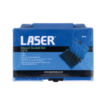 LASER Impact Socket Set  1/2D 18pc"