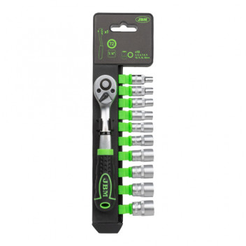1/4 RATCHET WITH 72-TOOTH HEAD 145MM AND HEXAGONAL SOCKETS."