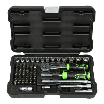 56 Pieces Tool Case With 12-Edged Sockets - Zinc Finish