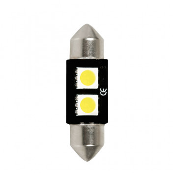 12V 5W 36MM Festoon Bulbs WHITE HYPER-LED 2smd built in resi
