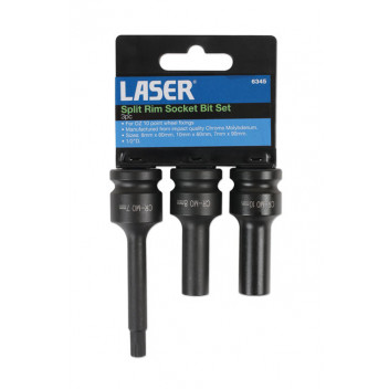 LASER Split Rim Socket Bit Set 3pc