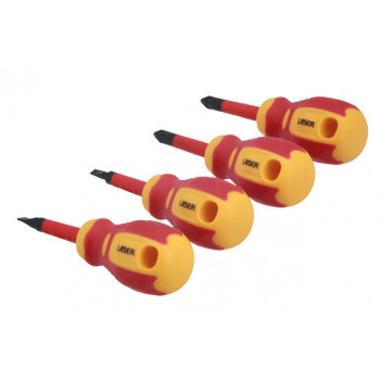 LASER Slim Stubby Insulated Screwdriver Set 4pc