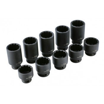 LASER Bi-Hex Impact Socket Set 1/2D 10pc"
