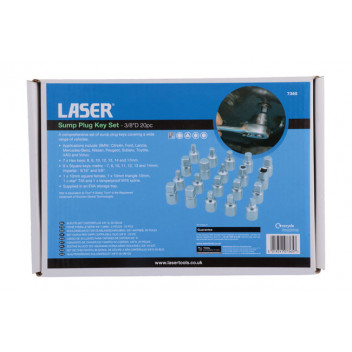 LASER Sump Plug Key Set 3/8D 20pc"