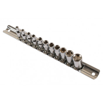 LASER Socket Set on Rail - BA 1/4D 11pc"