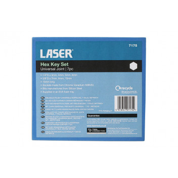 LASER Hex Bit Set - Universal Joint 7pc