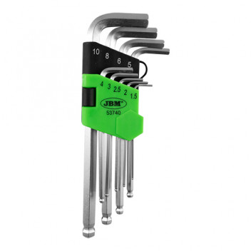 9 Pieces Long Hex Key Set With Round Tip