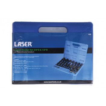 LASER Socket Set Impact 3/8D & 1/2"D 37pc"
