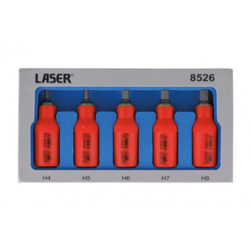 LASER Insulated Hex Bit Socket Set 3/8D 5pc"